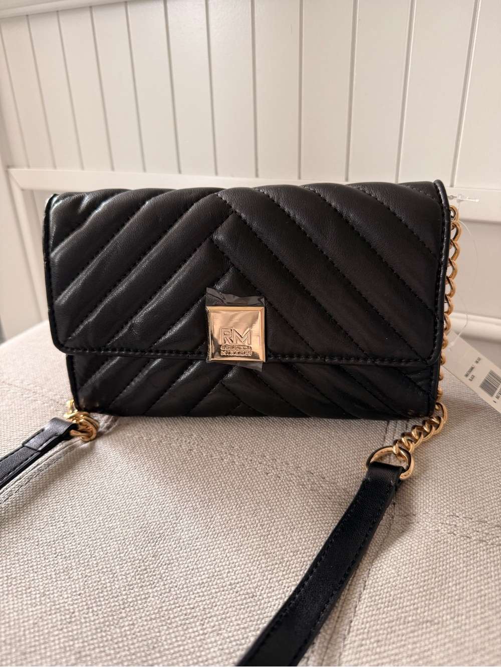 Rebecca Minkoff Black Quilted Crossbody with Gold Hardware ✨